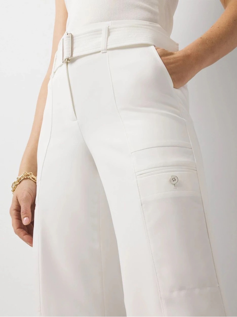 White House Black Market White Belted Utility Pant 14